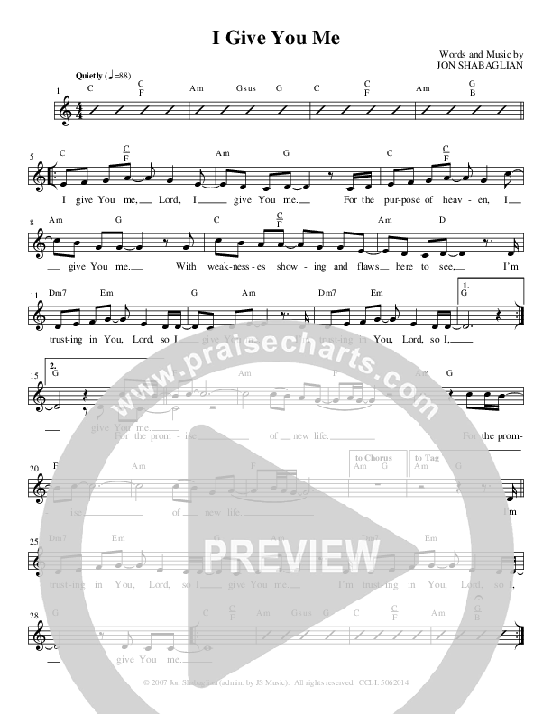 I Give You Me Lead Sheet (Jon Shabaglian)