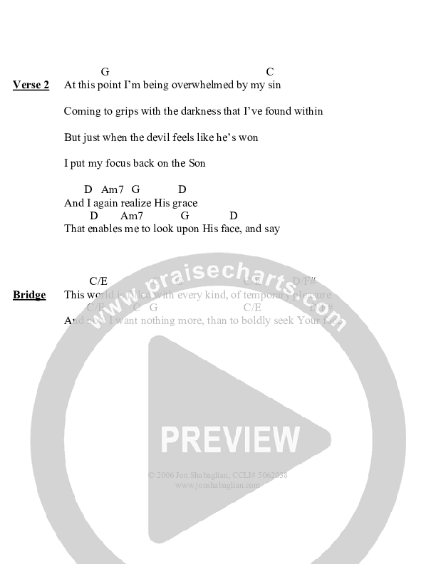 I'm Not Satisfied Chords & Lyrics (Jon Shabaglian)