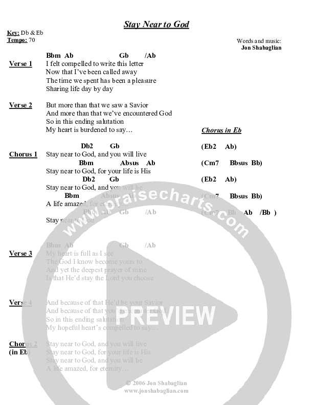 Stay Near To God Chord Chart (Jon Shabaglian)