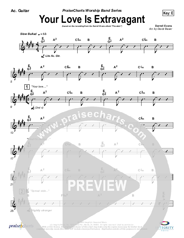 Your Love Is Extravagant Acoustic Guitar (Darrell Evans)