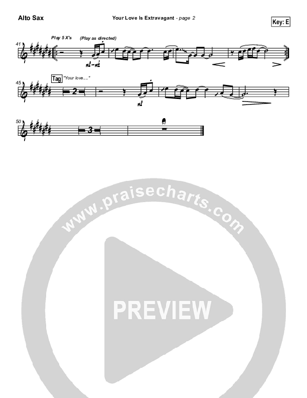 Your Love Is Extravagant Alto Sax (Darrell Evans)