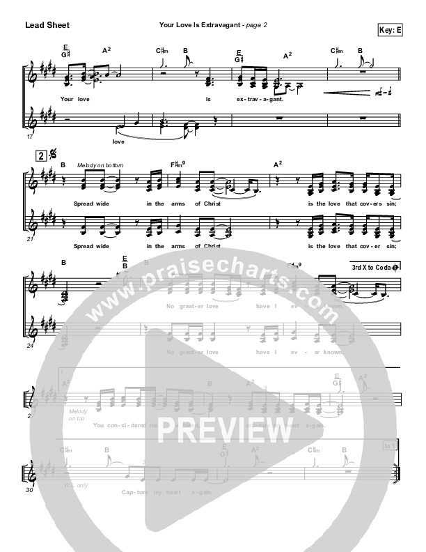 Your Love Is Extravagant Lead Sheet (SAT) (Darrell Evans)