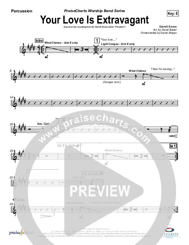 Your Love Is Extravagant Percussion (Darrell Evans)