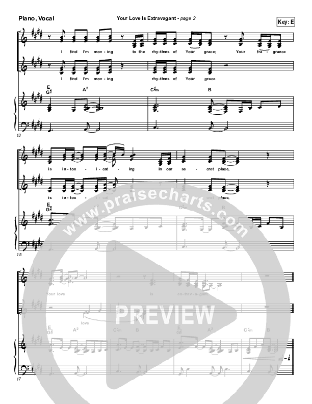 Your Love Is Extravagant Piano/Vocal Pack (Darrell Evans)