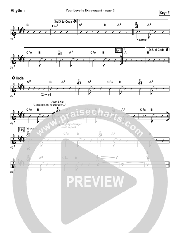 Your Love Is Extravagant Rhythm Chart (Darrell Evans)