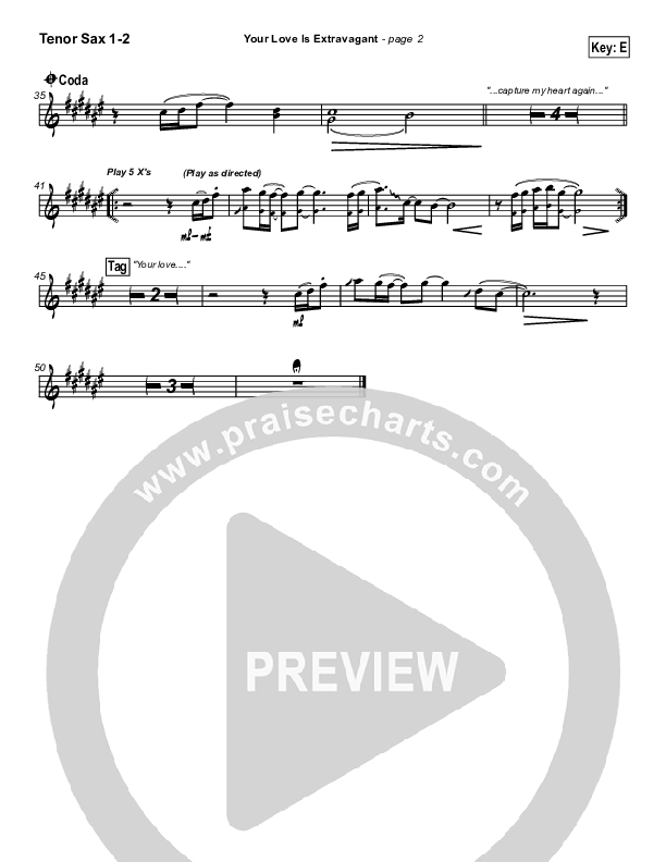 Your Love Is Extravagant Tenor Sax 1/2 (Darrell Evans)