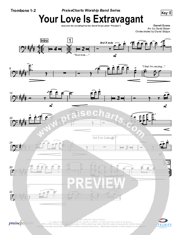 Your Love Is Extravagant Trombone 1/2 (Darrell Evans)