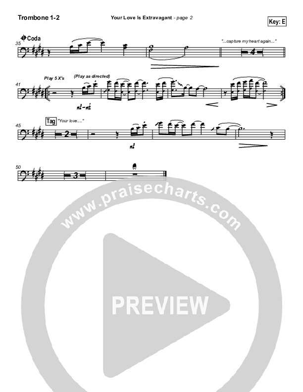 Your Love Is Extravagant Trombone 1/2 (Darrell Evans)
