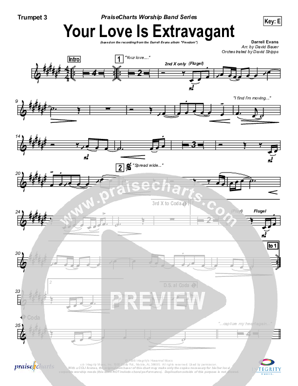 Your Love Is Extravagant Trumpet 3 (Darrell Evans)