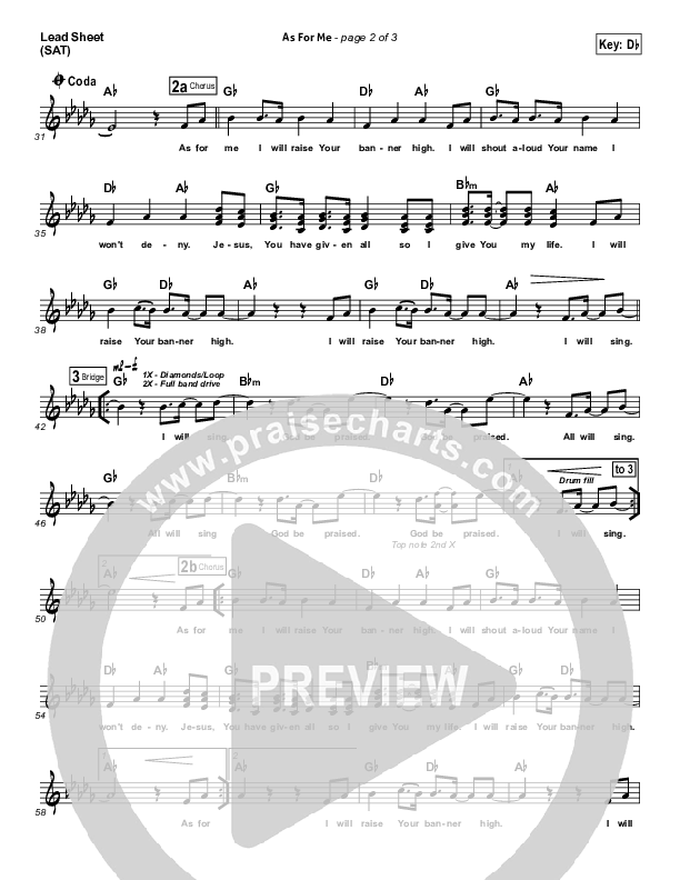 As For Me Lead Sheet (SAT) (One Sonic Society)