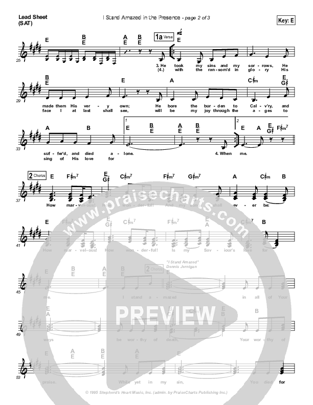 I Stand Amazed In The Presence (I Stand Amazed) Lead Sheet (Dennis Jernigan)