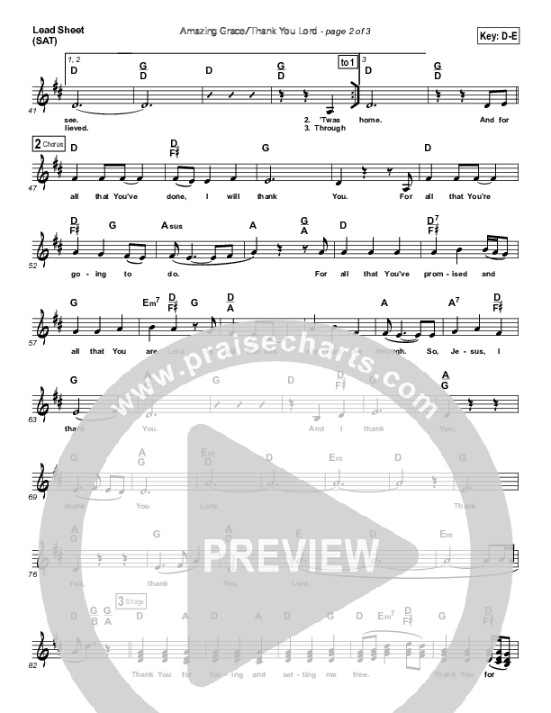 Amazing Grace (Thank You Lord) Lead Sheet (Dennis Jernigan)