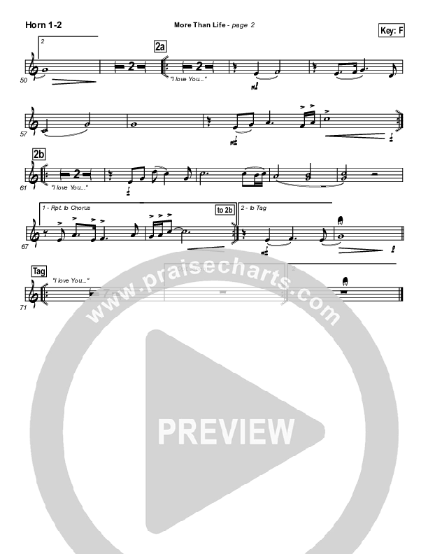 More Than Life French Horn 1/2 (Hillsong Worship)