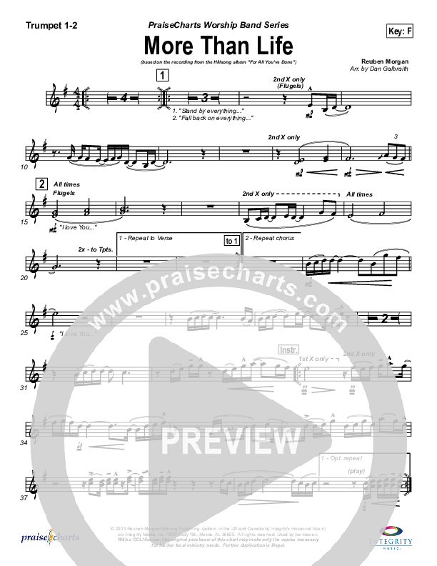 More Than Life Trumpet 1,2 (Hillsong Worship)
