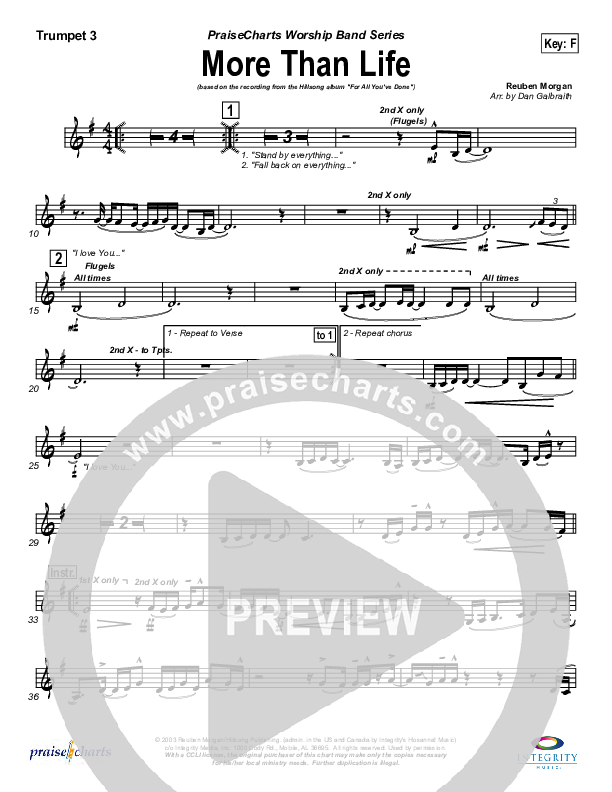 More Than Life Trumpet 3 (Hillsong Worship)