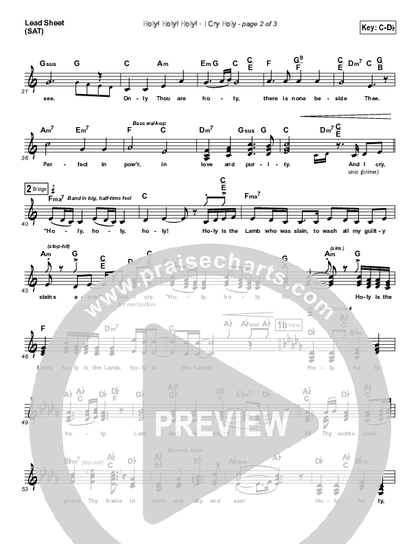 Holy Holy Holy (I Cry Holy) Lead Sheet (Dennis Jernigan)