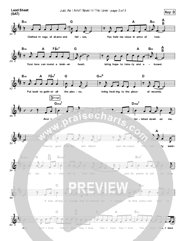 Just As I Am (Revel In The Love) Lead Sheet (Dennis Jernigan)