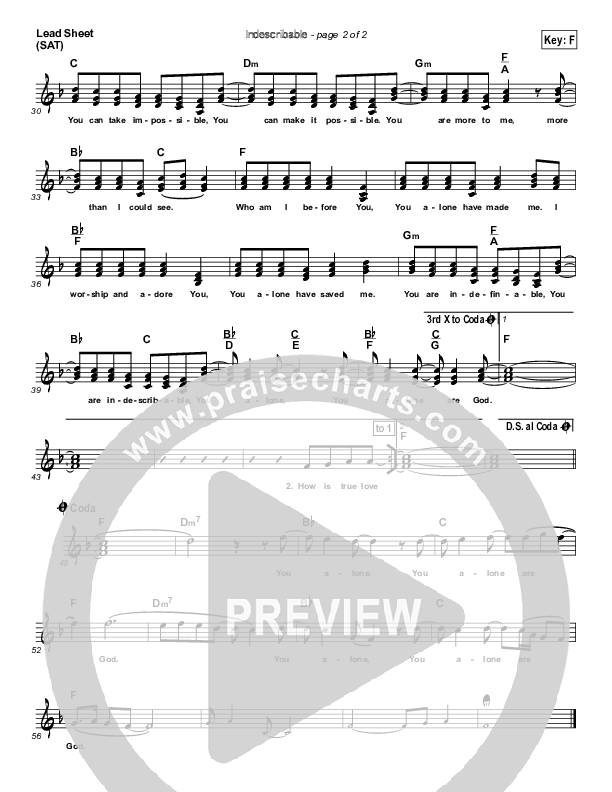 Indescribable Lead Sheet (Dennis Jernigan)