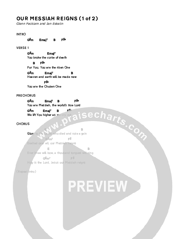 Our Messiah Reigns Chord Chart (Glenn Packiam)