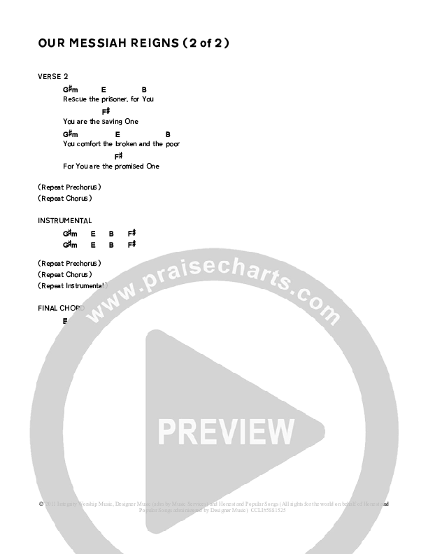 Our Messiah Reigns Chord Chart (Glenn Packiam)