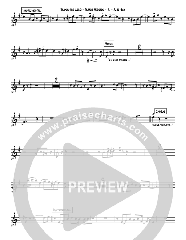 Bless The Lord Alto Sax (Westover Hills Music)