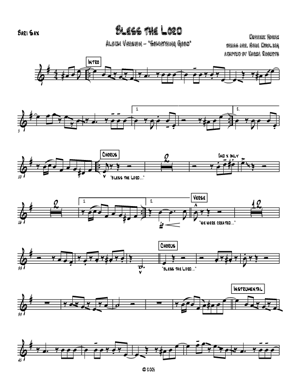 Bless The Lord Bari Sax (Westover Hills Music)