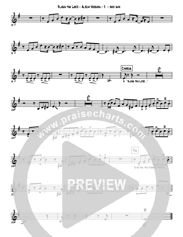 Bless The Lord Bari Sax (Westover Hills Music)