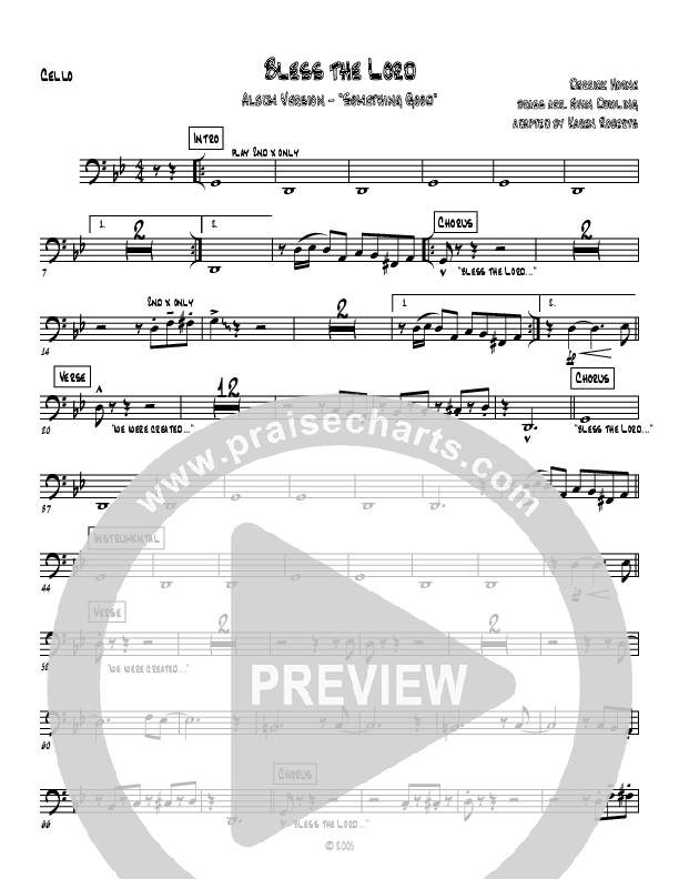 Bless The Lord Cello (Westover Hills Music)