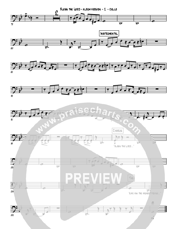 Bless The Lord Cello (Westover Hills Music)