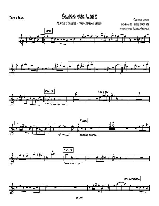 Bless The Lord Tenor Sax 2 (Westover Hills Music)