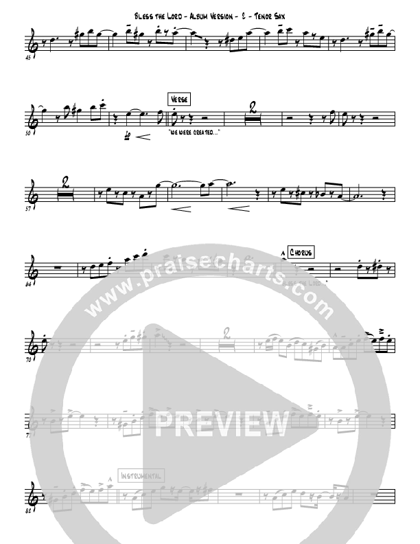 Bless The Lord Tenor Sax 2 (Westover Hills Music)