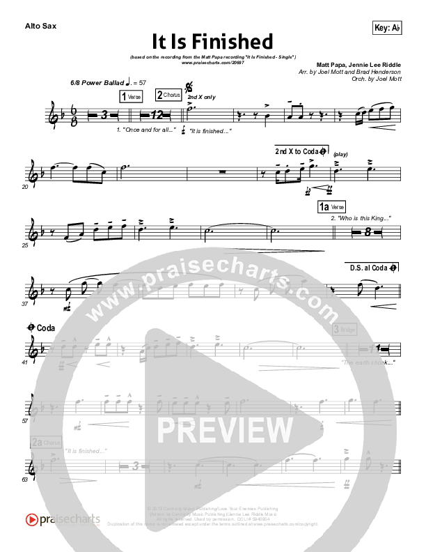 It Is Finished Alto Sax (Matt Papa)