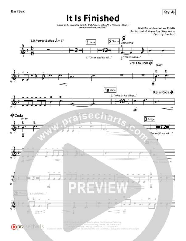 It Is Finished Bari Sax (Matt Papa)