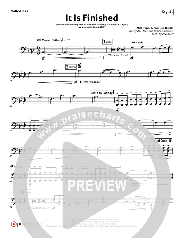 It Is Finished Cello/Bass (Matt Papa)