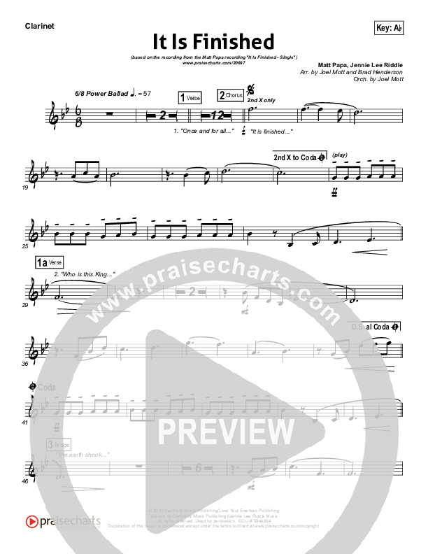 It Is Finished Clarinet (Matt Papa)