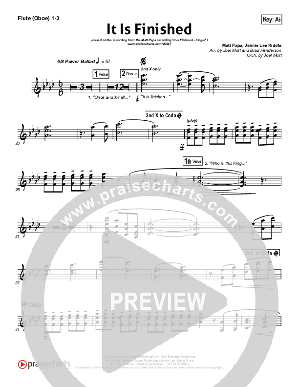 It Is Finished Flute/Oboe 1/2/3 (Matt Papa)