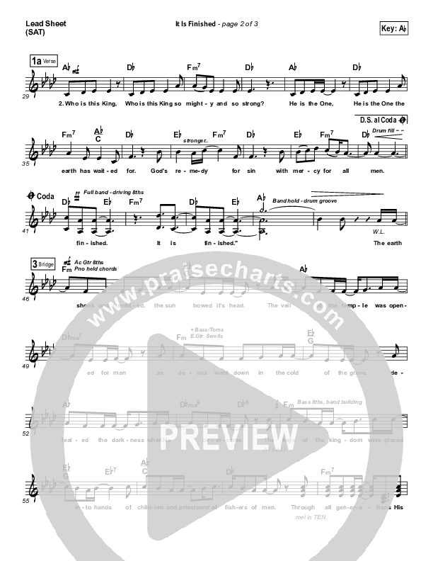 It Is Finished Lead Sheet (SAT) (Matt Papa)