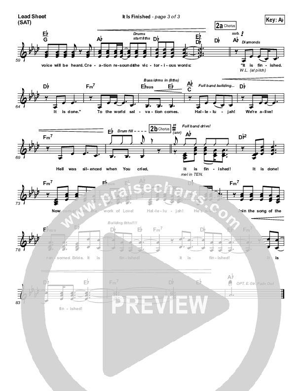 It Is Finished Lead Sheet (SAT) (Matt Papa)