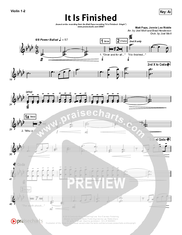 It Is Finished Violin 1/2 (Matt Papa)