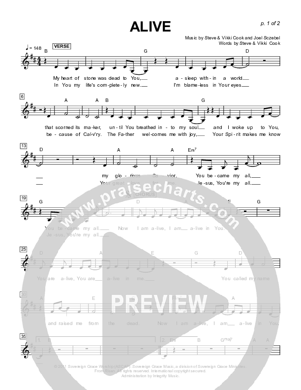 Alive Lead Sheet (Sovereign Grace)