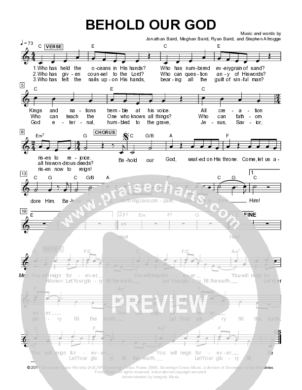 Behold Our God Lead Sheet (Sovereign Grace)