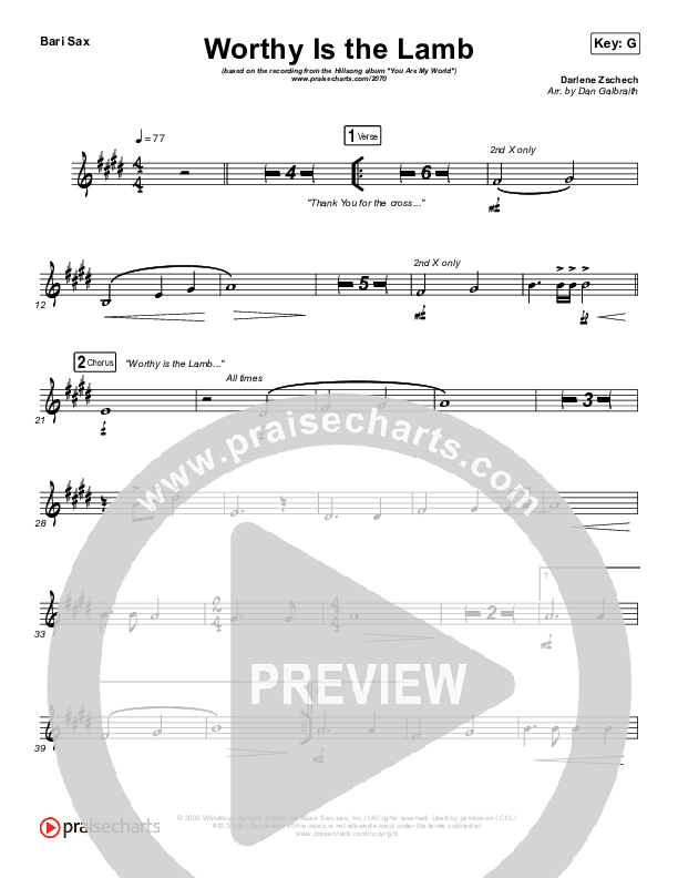 Worthy Is The Lamb Bari Sax (Hillsong Worship)