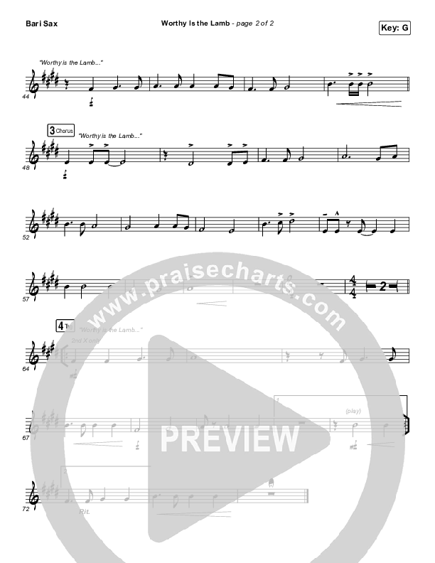 Worthy Is The Lamb Bari Sax (Hillsong Worship)