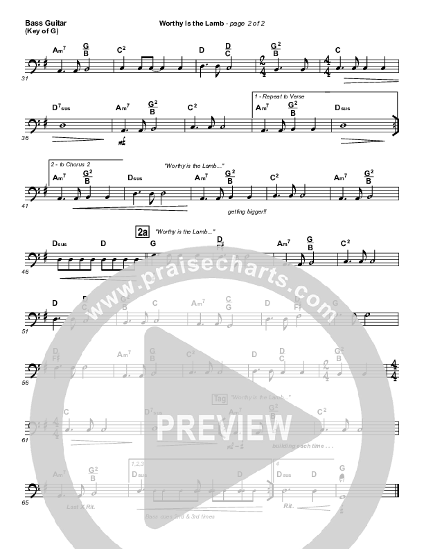 Worthy Is The Lamb Bass Guitar (Hillsong Worship)