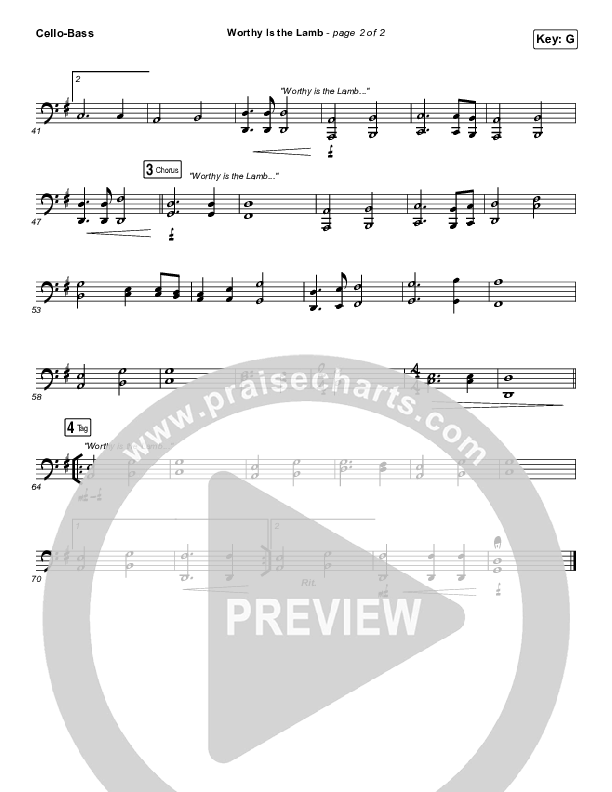 Worthy Is The Lamb Cello/Bass (Hillsong Worship)