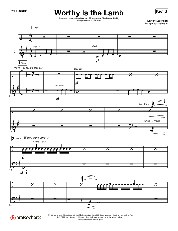 Worthy Is The Lamb Percussion (Hillsong Worship)