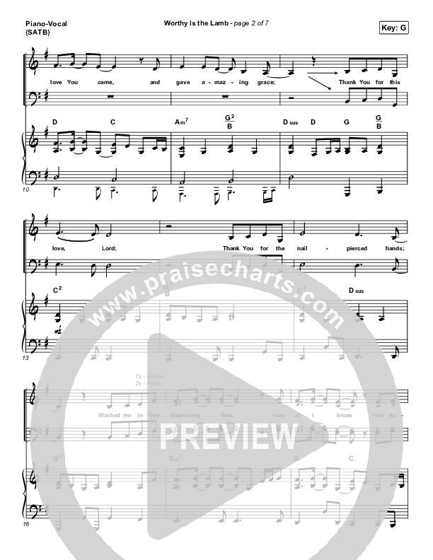 Worthy Is The Lamb Piano/Vocal (SATB) (Hillsong Worship)