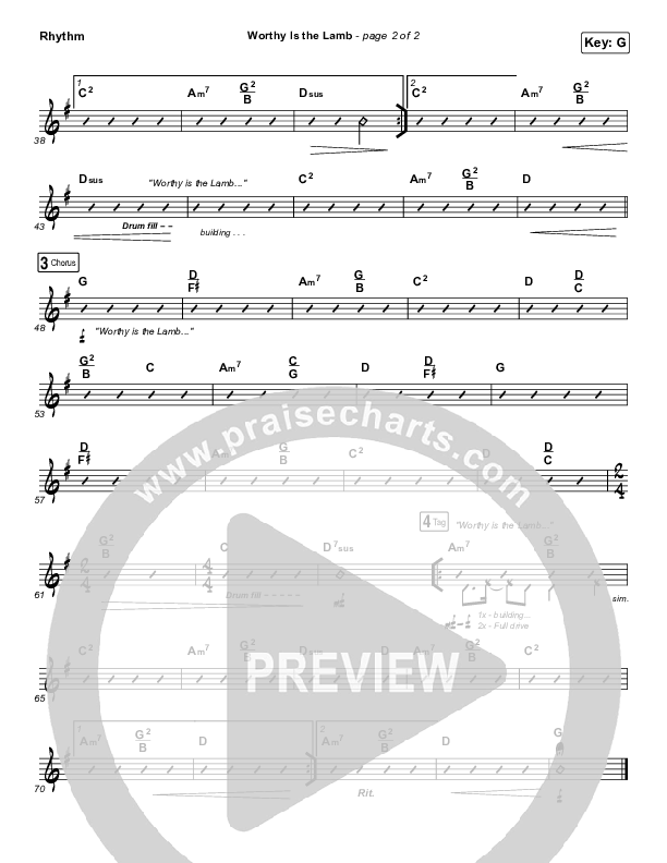 Worthy Is The Lamb Rhythm Chart (Hillsong Worship)