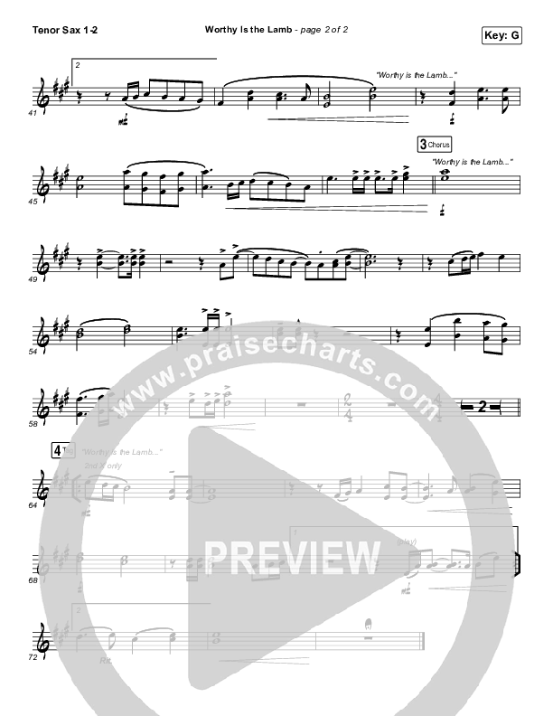 Worthy Is The Lamb Tenor Sax 1/2 (Hillsong Worship)