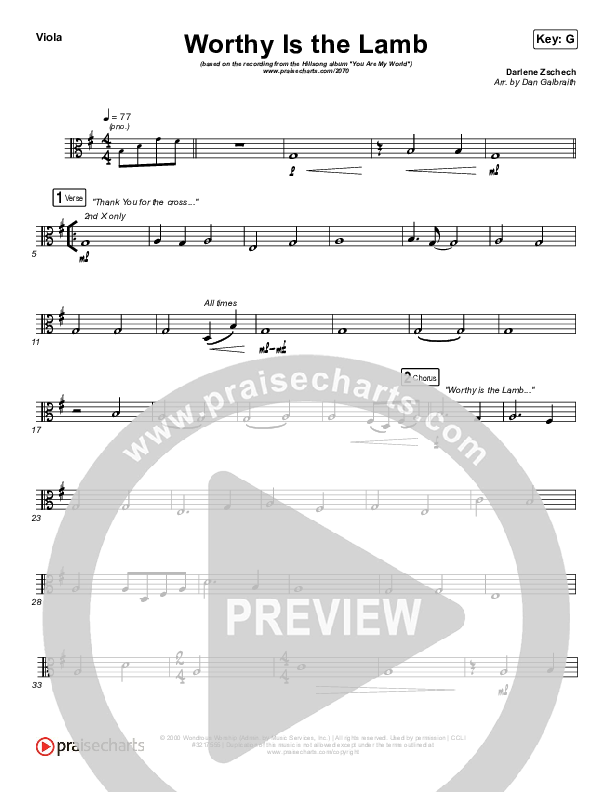 Worthy Is The Lamb Viola (Hillsong Worship)